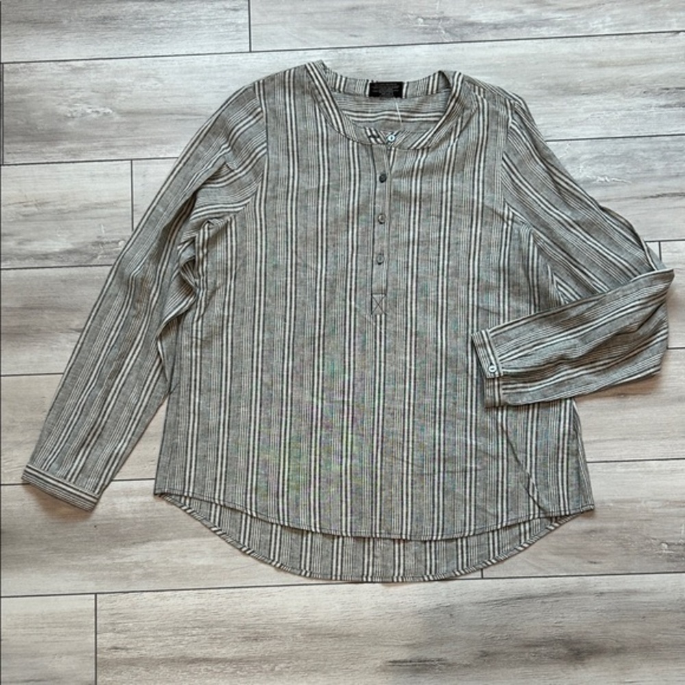 BLEU linen blend long sleeve button down shirt size XL